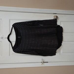 Seven7 Black and Silver Striped Blouse